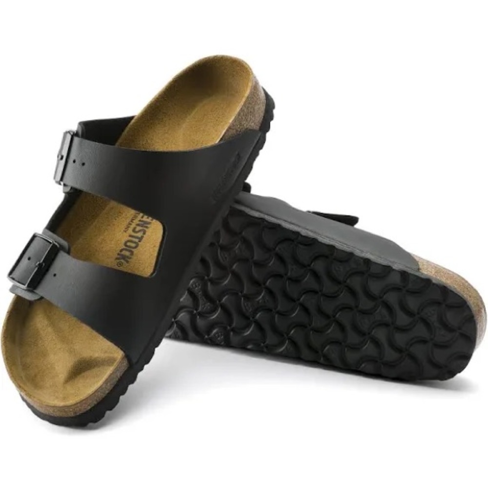 Birkenstock | Black Leather Arizona Birkenstock Sandals | leather cork